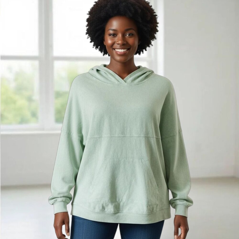 Spirit Jersey Lightweight Oversized Long Sleeve Pocket Hoodie NWOT